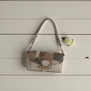 Coach Patchwork Leather Shoulder Bag Tan Beige Style 91090 EUC